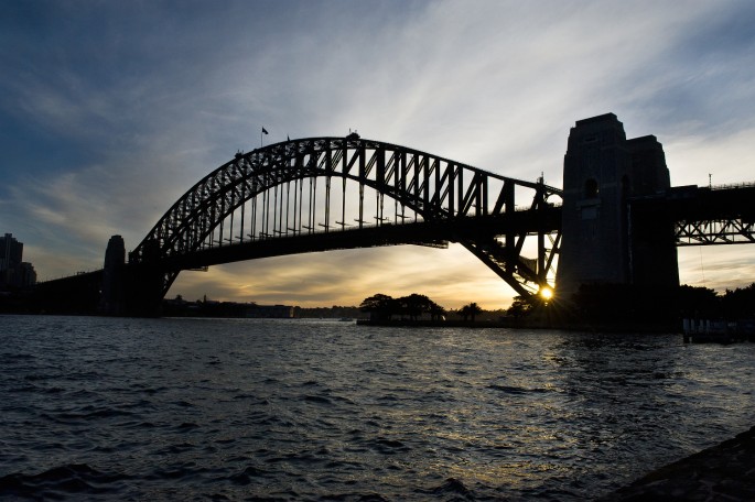 západ slunce sunset Harbour Bridge sydney